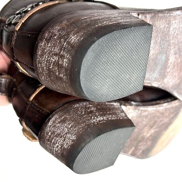 Five Worlds Cordani Serene Studded Cowboy Booties Brown Leather Side Zip 7 1/2 - Picture 13 of 16